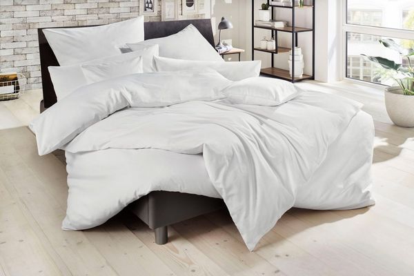 Primera Bettwäsche Uni Luxus-Satin in Gr. 135x200, 155x220 oder 200x200 cm, Satin, 2 teilig, Bettwäsche aus Baumwolle, unifarbene Bettwäsche mit Reißverschluss