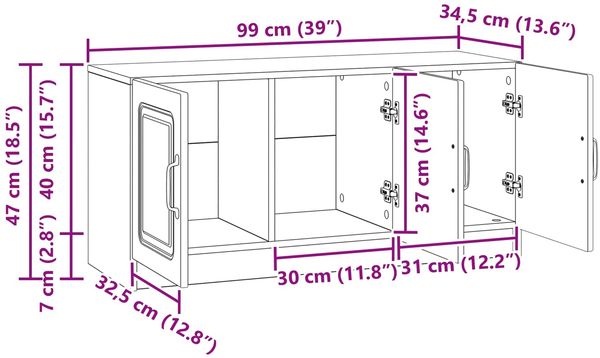 vidaXL TV-Schränk Altholz 99 x 34,5 x 47 cm Holzwerkstoff 895873 Bild 10