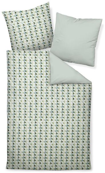 Janine Moments Mako-Satin Bettwäsche 240x220 Wende Mosaik grün blau 98055-06 Bild 4