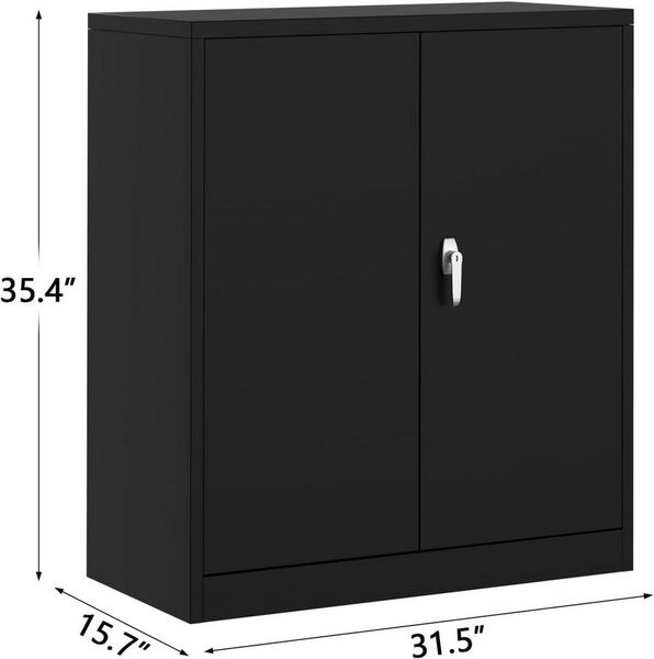 GarveeMore Mehrzweckschrank mit Abschließbaren Türen und 2 Verstellbaren Einlegeböden Wandhängeschrank Werkzeugschränke für Garage, Büro,90x80x40CM