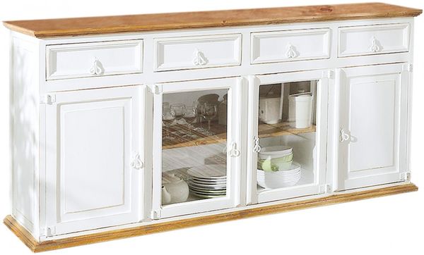 Sideboard Kommode Anrichte Shabby Chic, Pinie weiß Bild 3