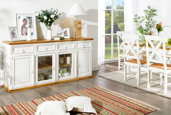 Sideboard Kommode Anrichte Shabby Chic, Pinie weiß