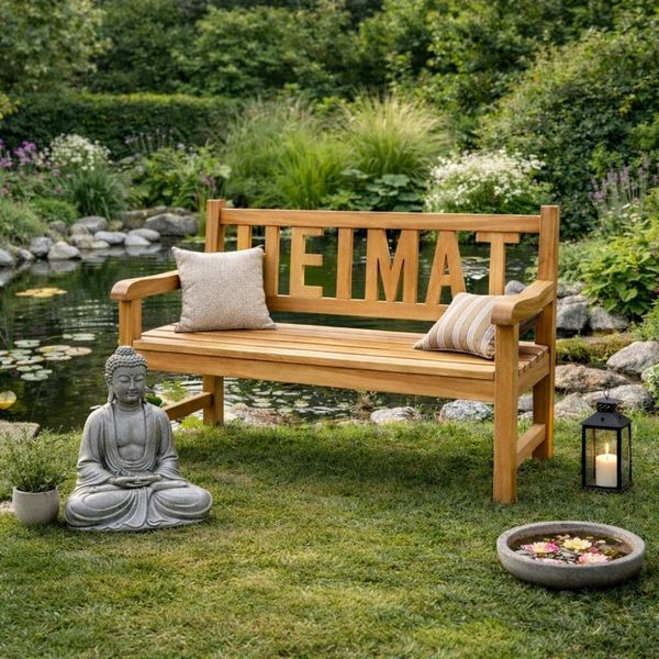 Massivholz Teak Sitzbank HOME 120cm Gartenbank Holzbank Teakbank