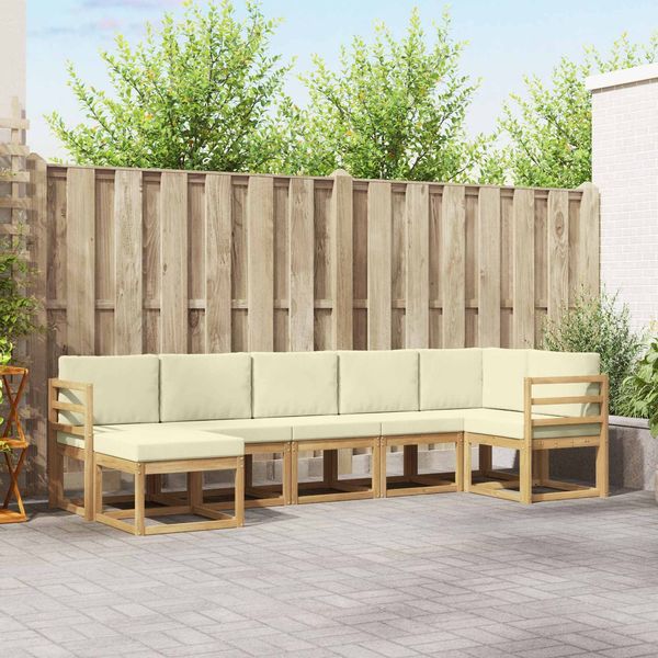 vidaXL Outdoor-Sofagarnitur mit Kissen 7 pcs Weiß und Creme Polyester 3387929