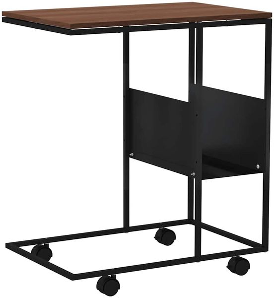 Couchtisch, Beistelltisch mit Rollen Schwarz 55x36x63,5 cm Holzwerkstoff Bild 6