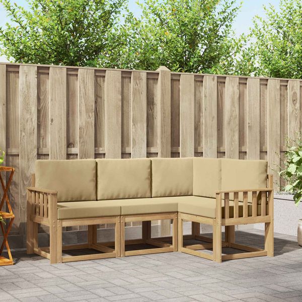 vidaXL Outdoor-Sofagarnitur mit Kissen 4 pcs Weiß und Beige 3387557