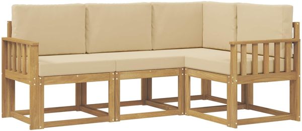 vidaXL Outdoor-Sofagarnitur mit Kissen 4 pcs Weiß und Beige 3387557 Bild 2
