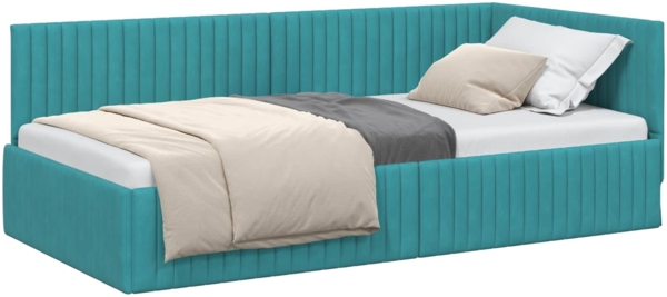 vidaXL Eckbettgestell mit Kopfteil Türkis 100 cm x 200 cm Samt 42016284