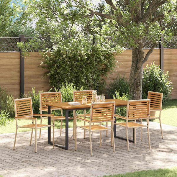 vidaXL Garten Essgruppe 7 pcs Beige Massivholz Akazie 3365462