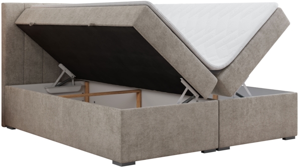Boxspringbett, Matratze und Topper, zwei Bettkästen - LOPE - 180x200cm - Beige Stoff - H3 Bild 4