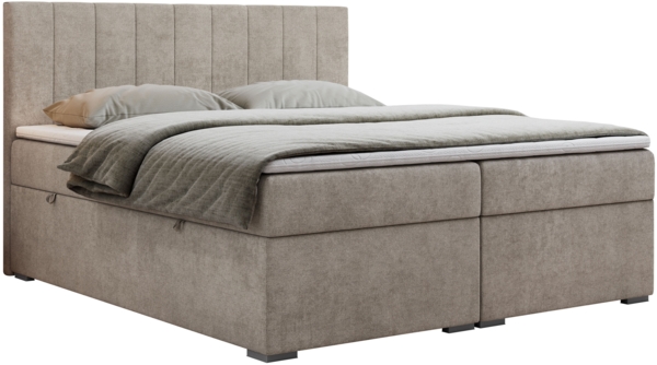 Boxspringbett, Matratze und Topper, zwei Bettkästen - LOPE - 180x200cm - Beige Stoff - H3 Bild 3