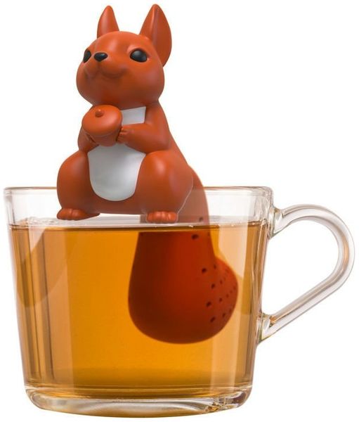 WestCraft Teesieb Cute Animal Tee-Sieb, Tee Ei, Tea Infuser, Teekugel Silikon Squirrel, Silikon, (1-St), Lustige Tee-Ei-Tier-Figuren, Zur Zubereitung von 1 Tasse losen Tee