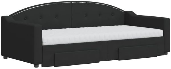 vidaXL Tagesbett Ausziehbar mit Schubladen Schwarz 90x190 cm Stoff 3197596 Bild 3