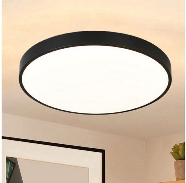 ZMH LED Deckenleuchte Wohnzimmer Ø21cm 12W Deckenlampe Rund für Flur Schlafzimmer, Augenschutz, LED fest integriert, 3000K, Schwarz Kellerlampe Warmweiß Büro Küche