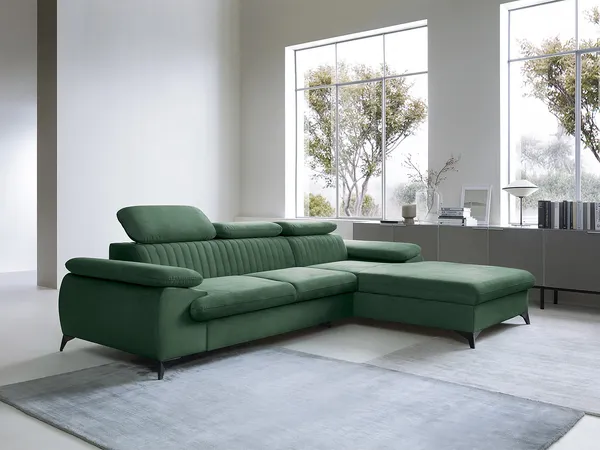 Vente-unique - SAMARA Sofa SamtStoff Grün - B 193 cm x H 75 cm x L 280 cm