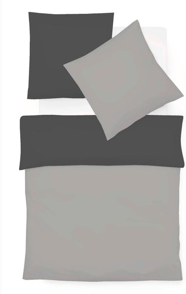 Fleuresse Black Premium Interlock Jersey Uni- Wendebettwäsche grau-dunkelgrau