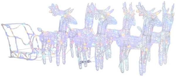 vidaXL Rentiere Schlitten Weihnachtsdekoration 320 LEDs Acryl 3100426