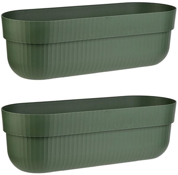 Engelland Blumenkasten mit Wasserspeicher/Drainagesystem und Abstandshalter (Vorteils-Set, 2 St), Blumentopf, 50 cm, PP-Kunststoff, Balkonkasten, länglich, formstabil