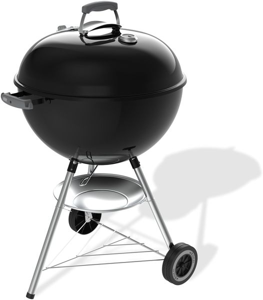 Weber Original Kettle Holzkohlegrill/Porzellanemaillierter Deckel und Kessel, 57 cm Grillfläche, One-Touch-Reinigungssystem, Deckelthermometer, Dreibein-Ständer und Räder, Schwarz