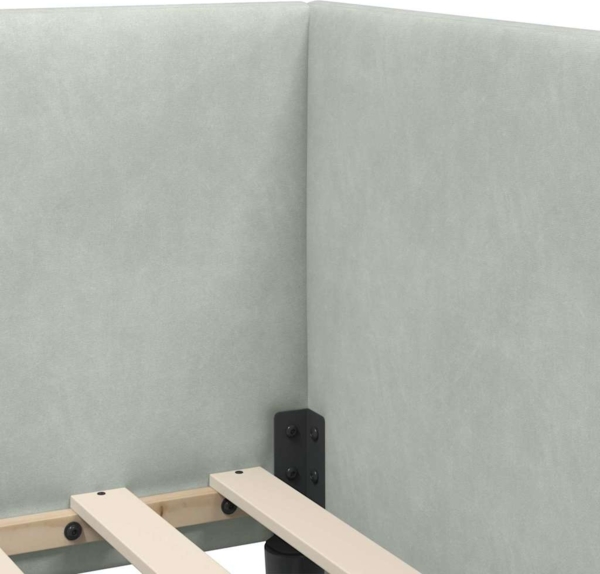 vidaXL Eckbettgestell mit Kopfteil Hellgrau 100x200 cm Stoff 42016656 Bild 7