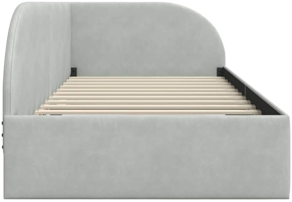 vidaXL Eckbettgestell mit Kopfteil Hellgrau 100x200 cm Stoff 42016656 Bild 5