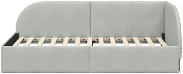 vidaXL Eckbettgestell mit Kopfteil Hellgrau 100x200 cm Stoff 42016656 Bild 4