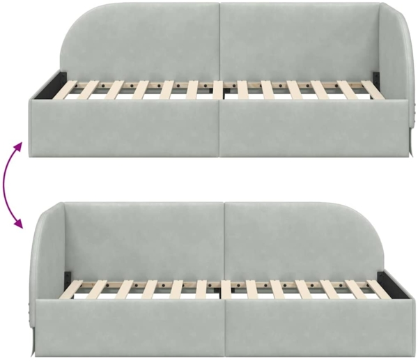 vidaXL Eckbettgestell mit Kopfteil Hellgrau 100x200 cm Stoff 42016656 Bild 8