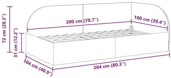 vidaXL Eckbettgestell mit Kopfteil Hellgrau 100x200 cm Stoff 42016656 Bild 10