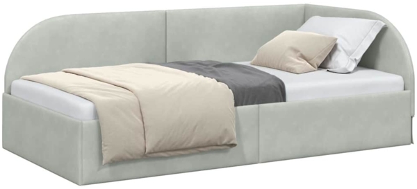 vidaXL Eckbettgestell mit Kopfteil Hellgrau 100x200 cm Stoff 42016656 Bild 2