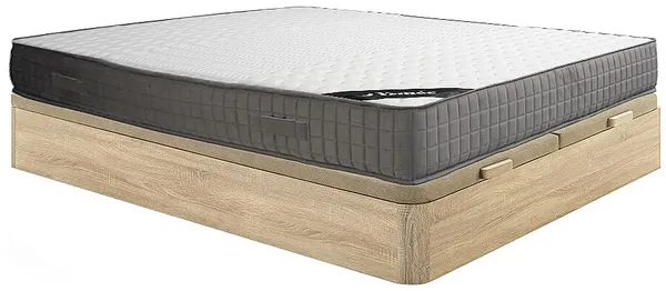 Vente-unique - DANEVO Mattress and bed base set StoffHolz, Platte Beige - B 180 cm x H 22 cm30 cm x L 200 cm