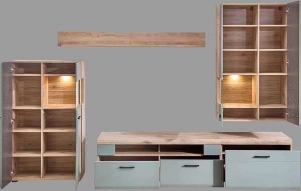 Innostyle Wohnwand FUN PLUS II, (5-St), inkl. LED-Beleuchtung