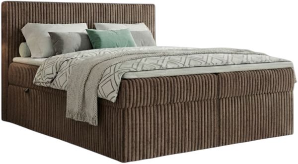 Boxspringbett RALF 120 x 200 cm mit Bettkasten, Topper und gepolstertem Kopfteil. Farbe: Braun, Härtegraden: H2 , Topper: Visco-Topper Bild 2