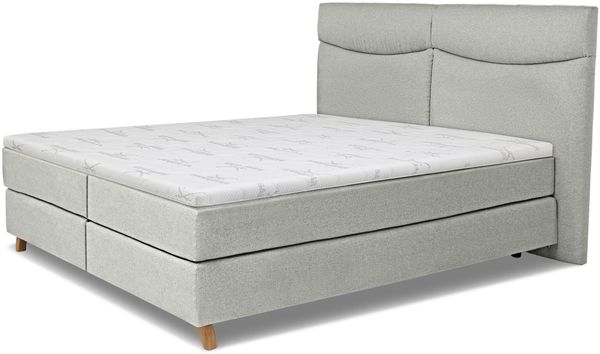 SANSIBAR 'LANGEOOG' Boxspringbett, Holz/Stoff, silber, Härtegrad:H3/H3|Härtegrad:H3|Härtegrad:H3