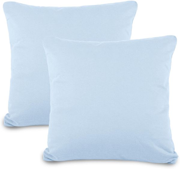 aqua-textil Classic Line Baumwoll Kissenbezug 2er-Set 65x65 aquablau Kissen Bezug Reißverschluss Jersey Kissenhülle