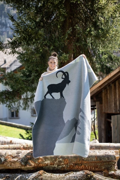 Wohndecke Kurzflor 'Steinbock' 150x200 cm Filz - Grau, DAVID FUSSENEGGER