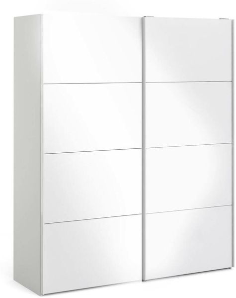 Dmora Kleiderschrank 2 Türen Paeng, Schlafzimmermöbel, Schrank, Garderobe, 182x61 h220 cm, Glänzendes Weiß