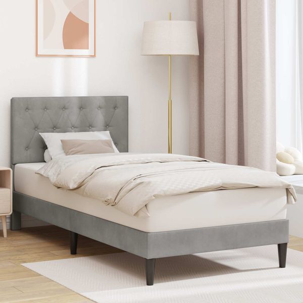 vidaXL Bettrahmen mit Kopfteil Hellgrau 80x200 cm Samt 42027625