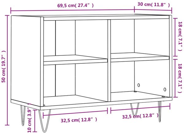 vidaXL TV-Schrank Sonoma-Eiche 69,5x30x50 cm Holzwerkstoff 826967 Bild 9