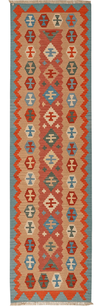 Looma 'Keyvan' Kelim Gashgai handgewebt, Schurwolle Rot, 80x290 cm