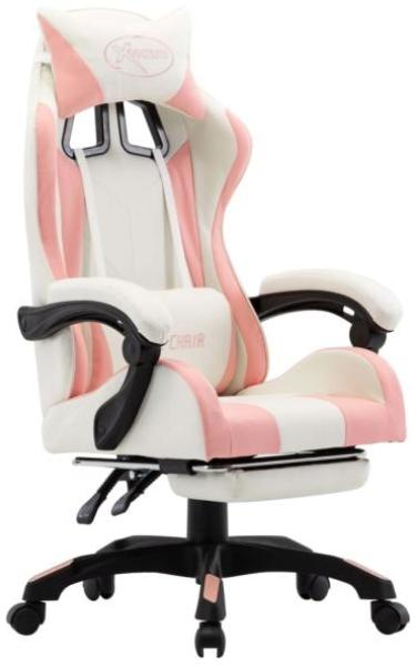 vidaXL Gaming-Stuhl mit Fußstütze Rosa und Weiß Kunstleder 287994