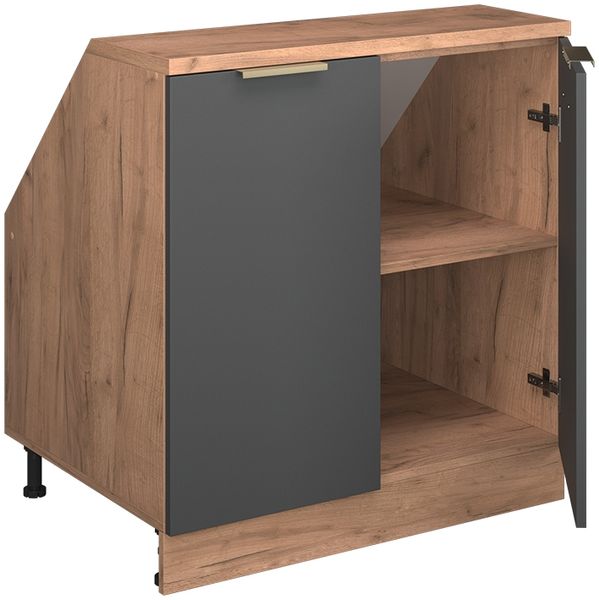 Küchenschrank für Dachschrägen R-Line Anthrazit-Gold 80 cm mit 2 Türen, Schrankkorpus 60 cm Tiefe Vicco Bild 3