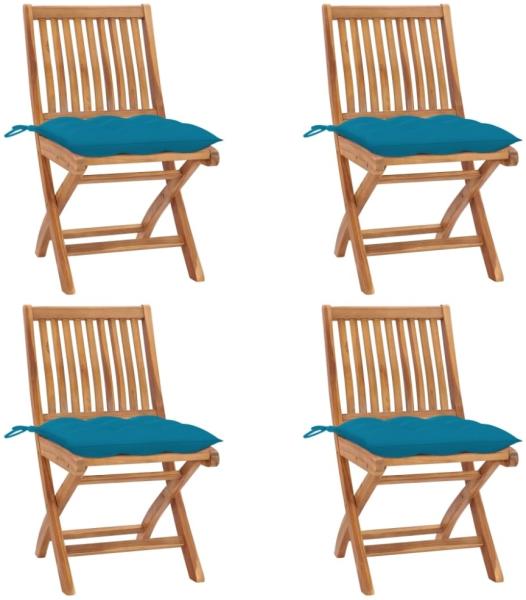 vidaXL Klappbare Gartenstühle mit Kissen 4 Stk. Massivholz Teak 3072826