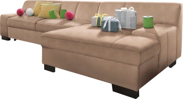 DOMO collection Ecksofa Norma, elegant & modern, mit flachen Armlehnen, Breite 268cm, L-Form, wahlweise mit Bettfunktion