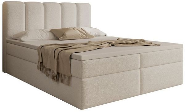 Compleo Boxspringbett COZYS mit 2 Bettkasten, Bonell-matratze und Topper als Option (TOPSELLER, MADE IN EU), Doppelbett boucle, Elegant Schlafzimmer