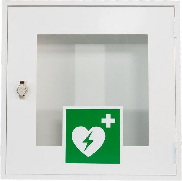 Steelboxx Fächerschrank AED Defibrillator Schrank 400 x 400 x 200 mm lichtgrau Passend für jeden handelsübliche AED und bietet ausreichend Platz