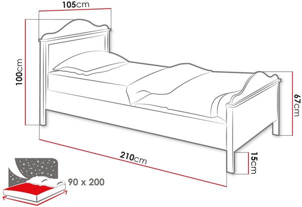 Mirjan24 'Luna' Bett 90x200 cm, LN-08 Bild 2