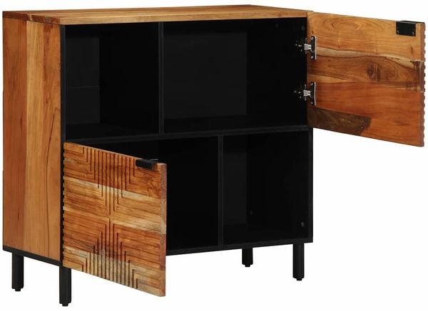 Sideboard, Kommode mit Regal Natur 80 x 33,5 x 75 cm Massivholz Akazie j2049p