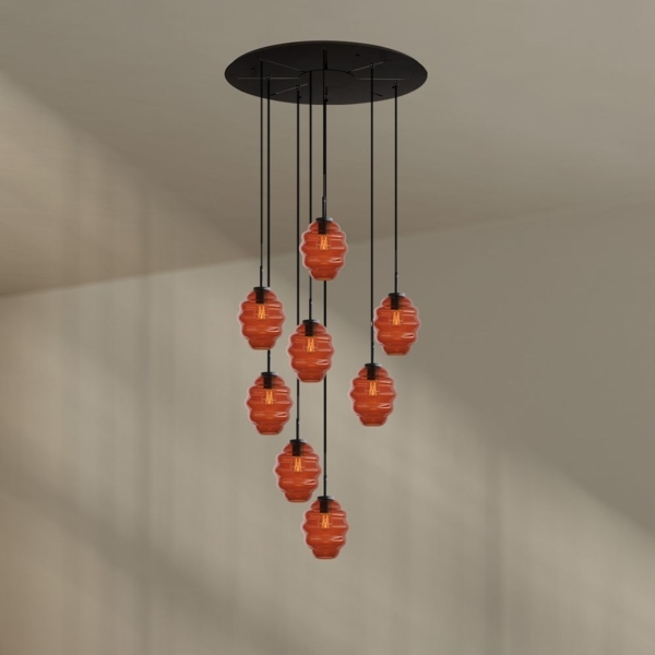 s.luce Echos Galerieleuchte 8-flammig Ø 80cm Baldachin Ø 18cm Braun, Schwarz