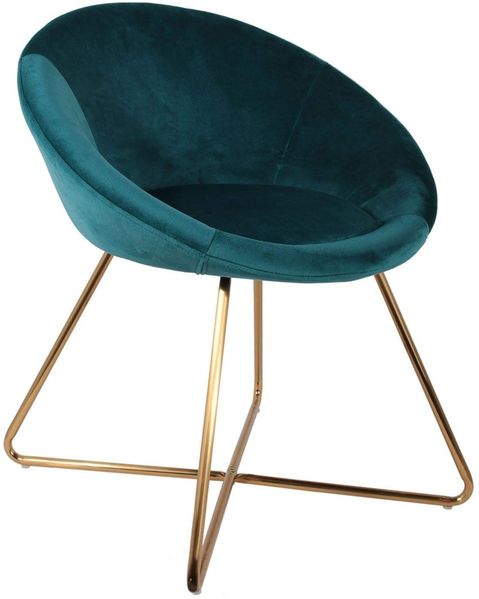 HOME DECO FACTORY The Sessel, Samt, Blau, Einheitsgröße, HD6274