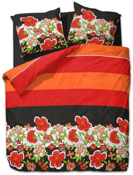 etérea Himmlische Qualität Bettwäsche etérea Baumwolle Bettwäsche Clemens Blumen Rot und, Baumwolle, 2 teilig